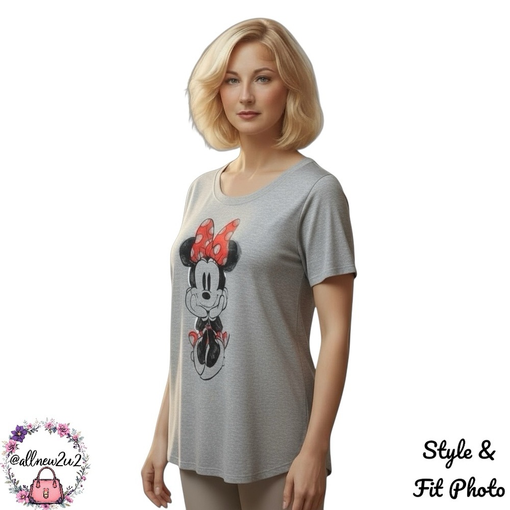 Minnie Mouse T Shirt Size XL New Heather Gray Red Amusement Park Vacation - Picture 2 of 14